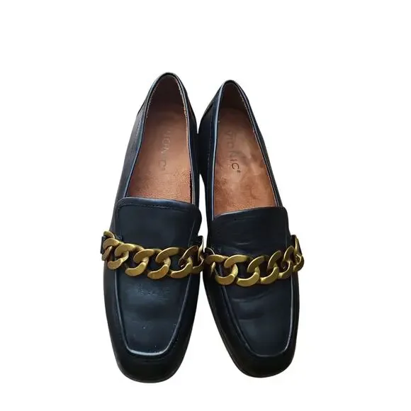 Vionic Mizelle Black Women's loafers gold chain detail sz 6 SH268 - Picture 6 of 7